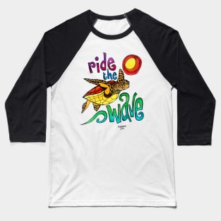 Ride the Wave: Whimsical Sea Turtle Watercolor Illustration Baseball T-Shirt